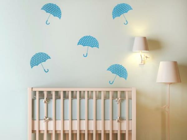 παιδικό δωμάτιο τοίχου με μπλε ομπρέλες