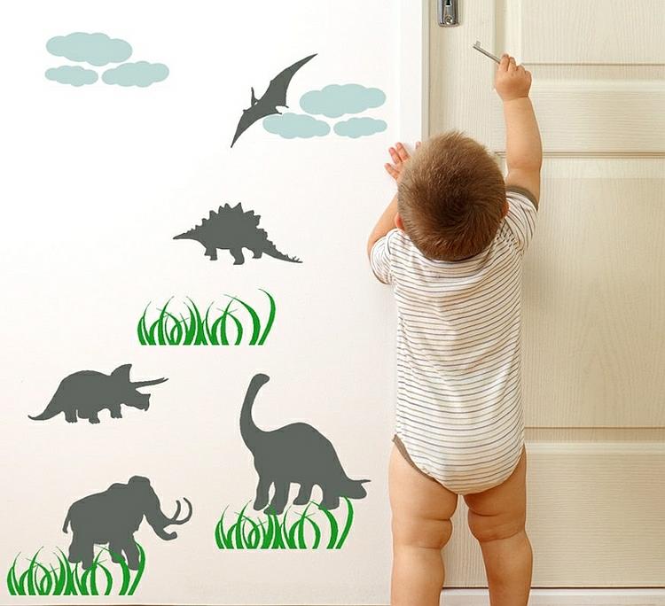 παιδικά δωμάτια τοίχου αυτοκόλλητα ζώα ιδέες διακόσμησης δεινοσαύρων τοίχου