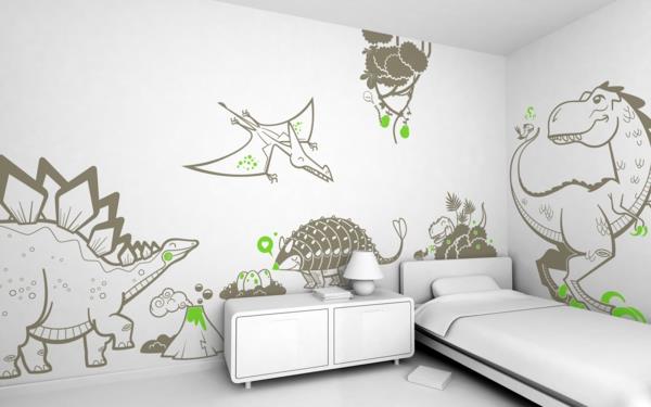 τοίχοι παιδικών δωματίων διακοσμούν αυτοκόλλητα τοίχου λευκά έπιπλα δεινοσαύρου