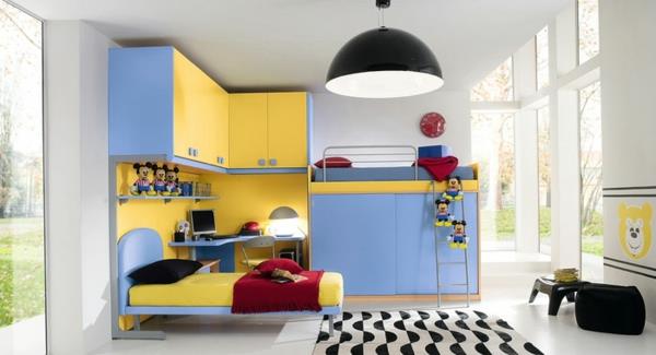Παιδικό δωμάτιο σχεδιασμένο με έγχρωμα έπιπλα μπλε κίτρινο