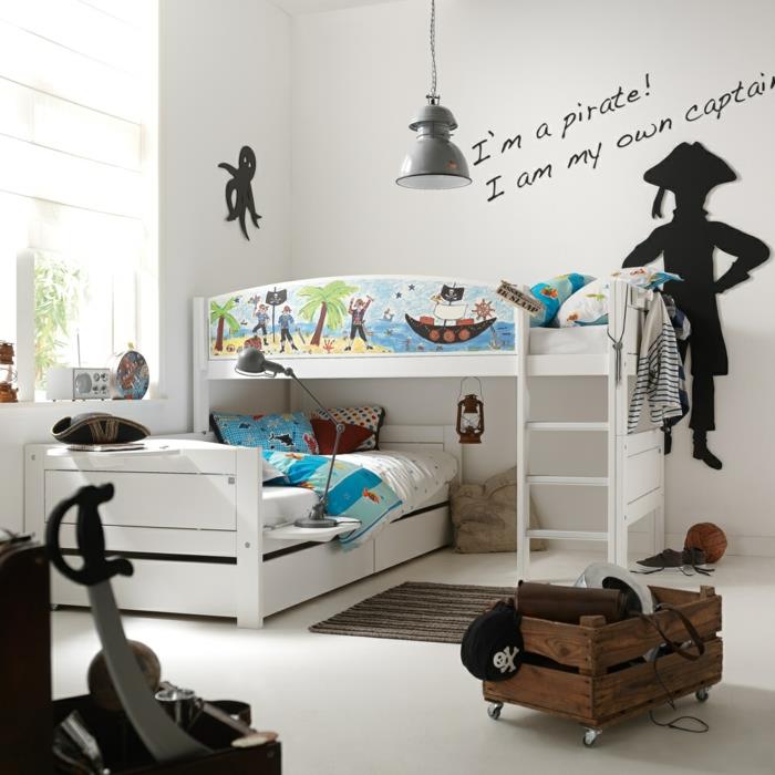 σχεδιασμός παιδικού δωματίου σχέδιο αγοριών δωμάτιο σοφίτας κρεβάτι λευκοί τοίχοι παιδικού δωματίου