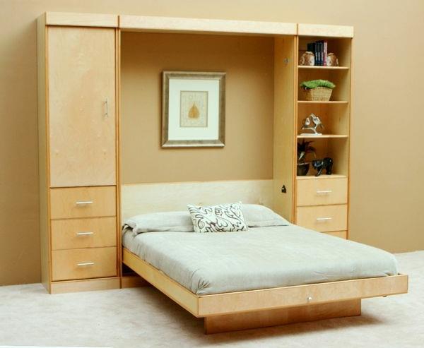 Πτυσσόμενα κρεβάτια ντουλάπι διπλό κρεβάτι από ελαφρύ ξύλο