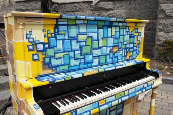 πλήκτρα πιάνου μεγάλες αποχρώσεις πιάνου μπλε κίτρινο