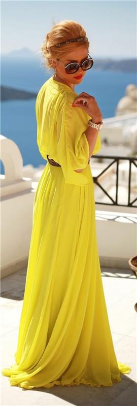 φόρεμα κίτρινο γυναικείες τάσεις μόδας τρόπος ζωής