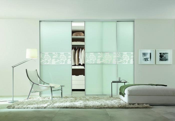ντουλάπα σχεδιασμός συρόμενες πόρτες γυάλινη διακόσμηση χαλί έπιπλα κρεβατοκάμαρας