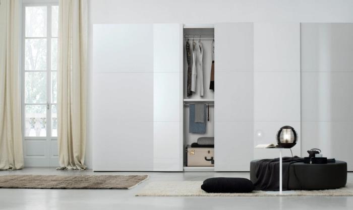 ντουλάπα σχέδιο λευκό μοντέρνο σαλόνι ιδέες υπνοδωμάτιο μακριές κουρτίνες χαλιά δρομείς