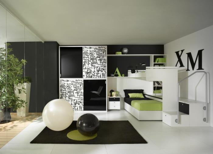 ντουλάπα μαύρο σαλόνι ιδέες νεανικό δωμάτιο λευκό δάπεδο