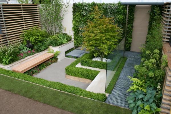 μικρές ιδέες κήπου σχεδιασμός πάγκου κήπου ξύλο μοντέρνες ιδέες σχεδιασμού κήπου