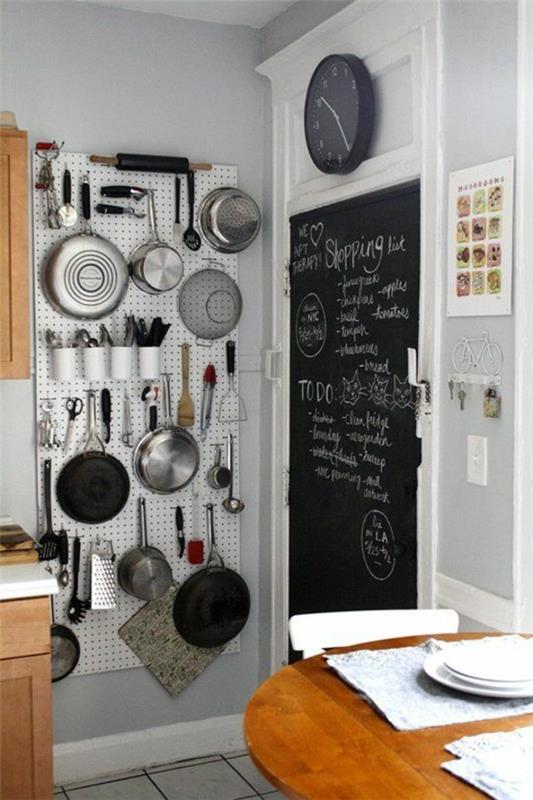 μικρή κουζίνα στήνει ιδέες κουζίνας τοίχο με σκεύη κουζίνας