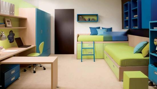σχεδιάστε μικρά δωμάτια κομψά μπλε πράσινο μινιμαλιστικό