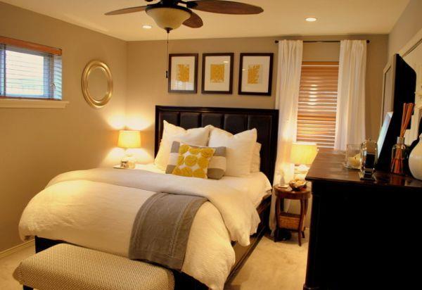 μικρά υπνοδωμάτια πολυτελή με χρυσοκίτρινες πινελιές