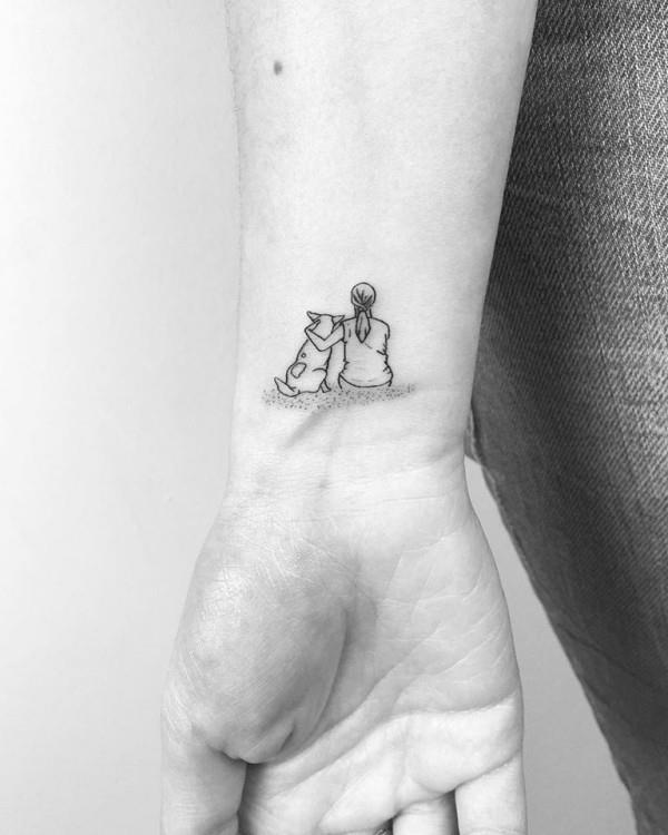 μικρά τατουάζ ανθρώπου και σκύλου - υπέροχα