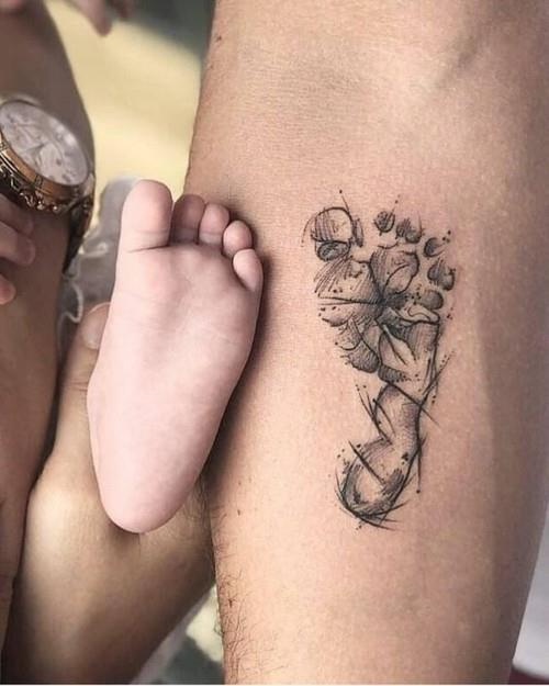 μικρά τατουάζ άνδρες αποτύπωμα μωρού