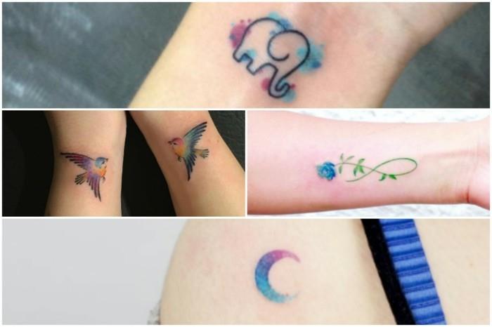μικρά τατουάζ ακουαρέλα ιδέες γυναίκες τατουάζ