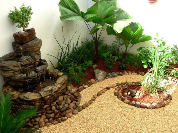 Δημιουργήστε μια μικρή αυλή κήπου feng shui κήπο ιδέες βότσαλο βότσαλα συντριβάνι