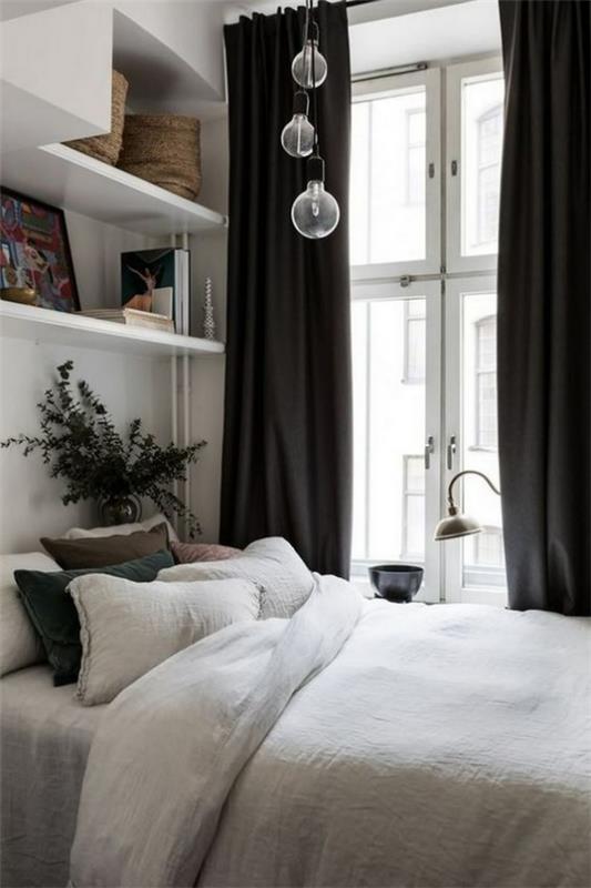 μικρό υπνοδωμάτιο όμορφο δωμάτιο σχεδιασμό μικρό ράφι πάνω από το κρεβάτι βιβλία εικόνες αναμνηστικά