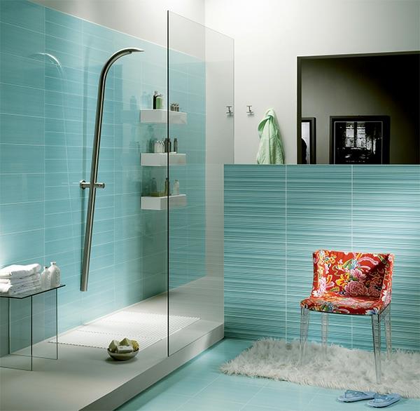 μικρές ιδέες για πλακάκια μπάνιου μπλε ντους μοντέρνο μπάνιο