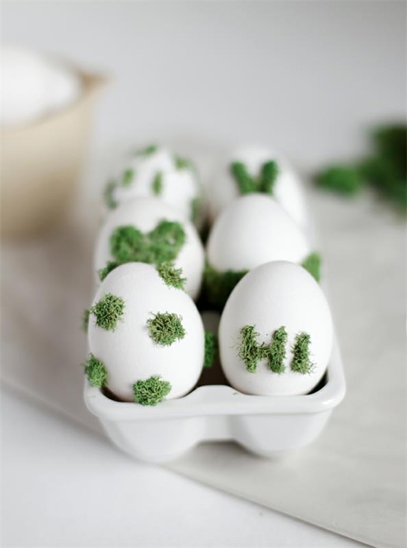 οικολογικά πασχαλινά αυγά λευκή βρύα πασχαλινή διακόσμηση ανοιξιάτικες ιδέες διακόσμησης