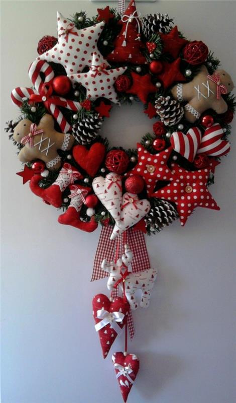 tinker στεφάνι χριστουγεννιάτικα διακοσμητικά ράψτε υφασμάτινες καρδιές μόνοι σας