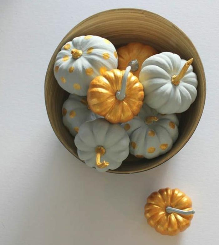 κολοκύθα διακόσμηση diy ιδέες χρυσές κηλιδωτές κολοκύθες