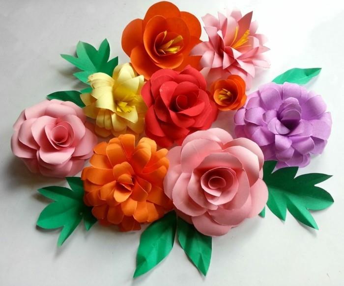 δημιουργικές ιδέες διακόσμησης χρωματιστό χαρτί λουλούδια χαρτί