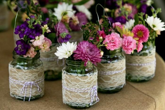 δημιουργικές χειροτεχνίες βάζα κτιστών ιδέες διακόσμησης γαμήλια λουλούδια βάζα κτιστών