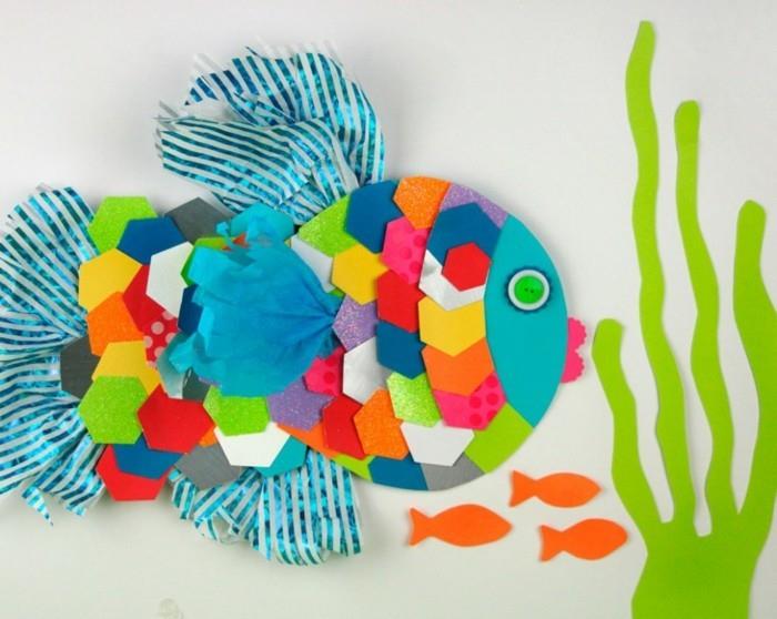δημιουργική χειροτεχνία για παιδιά χαρτί χρωματιστό ψάρι θάλασσα
