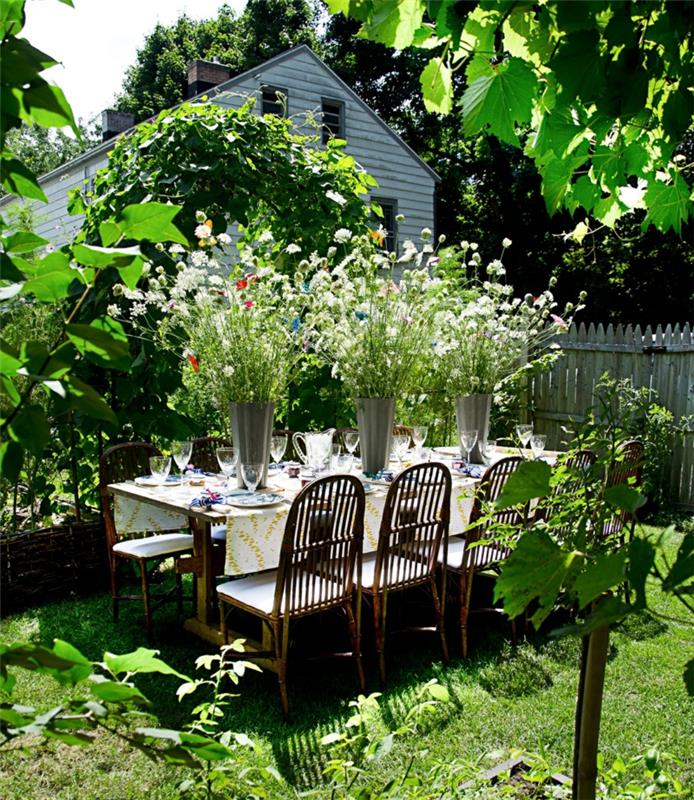 δημιουργικές ιδέες κήπου τραπέζι τραπεζαρίας με καρέκλες ιδέες διακόσμησης κήπος