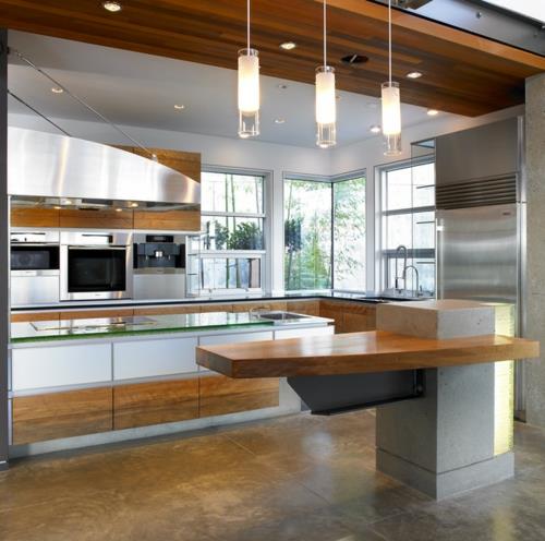 δημιουργικές ιδέες για παράθυρα κουζίνας μοντέρνο σχεδιασμό ξύλο φυσικό φως