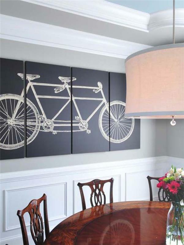 δημιουργική σχεδίαση τοίχων εικόνες ιδέες διακόσμησης τραπεζαρίας τοιχογραφία ποδηλάτου