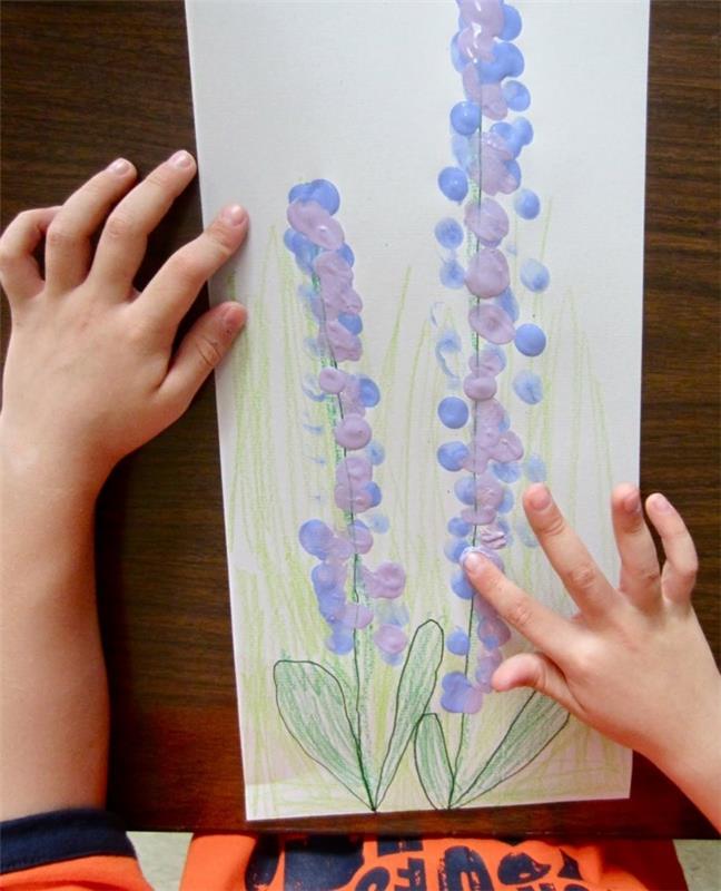 δημιουργικές ιδέες χειροτεχνίας φτιάξτε μόνοι σας ασυνήθιστα λουλούδια με δακτυλικά αποτυπώματα