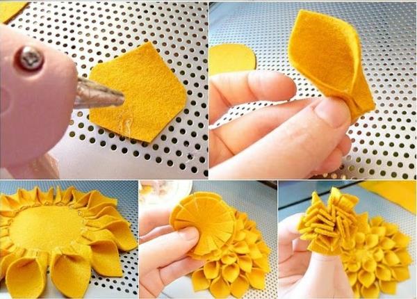 δημιουργικές ιδέες χειροτεχνίας τσόχα λουλούδι φτιάξτε μόνοι σας ιδέες διακόσμησης