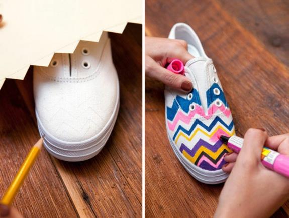 δημιουργικές ιδέες χειροτεχνίας για παπούτσια ενηλίκων δείγματα χρώματος chevron μοτίβο