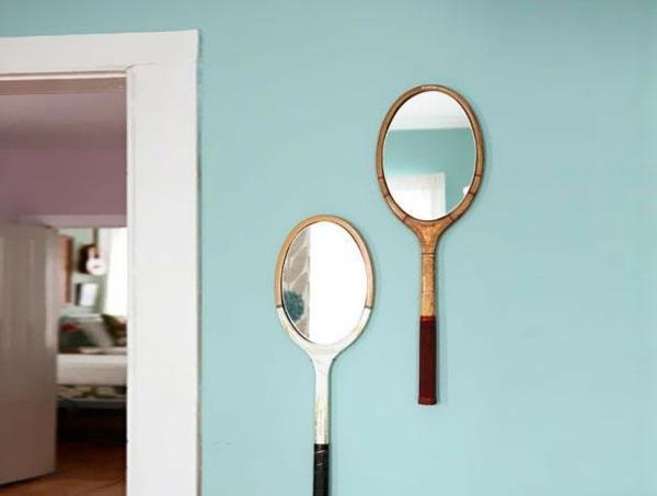 ιδέες χειροτεχνίας καθρέφτης τοίχου από ρακέτες τένις