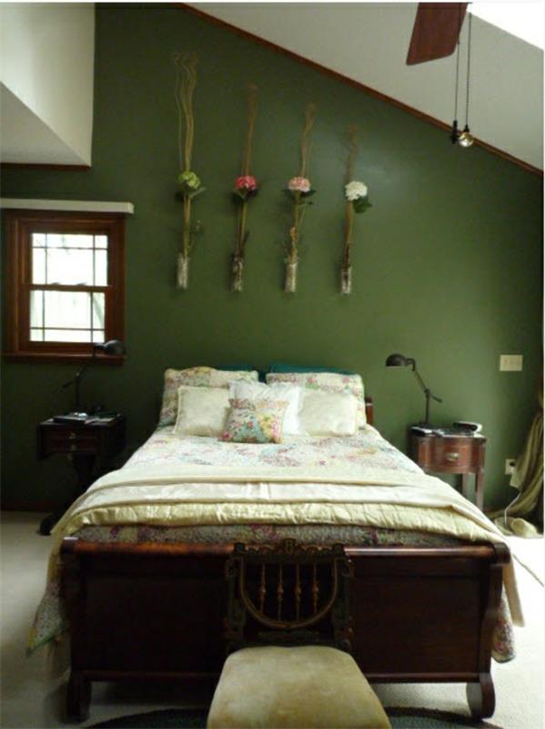 δημιουργική ανοιξιάτικη διακόσμηση στο υπνοδωμάτιο πράσινο