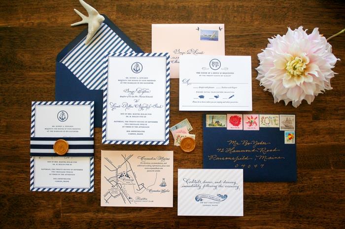 δημιουργικές γαμήλιες κάρτες γαμήλιες διακόσμηση ιδέες θαλάσσιο στυλ