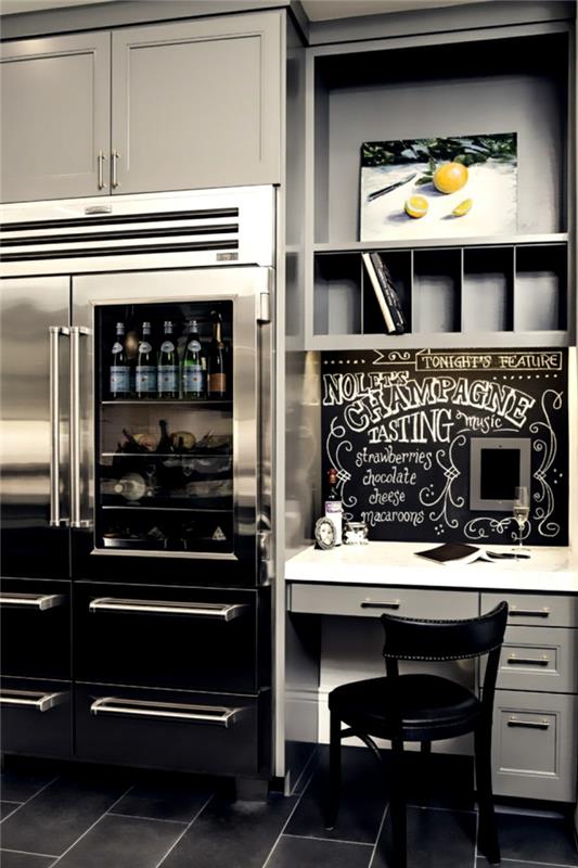 δημιουργικό σχεδιασμό τοίχου κουζίνα πλακάκια μαύρου δαπέδου