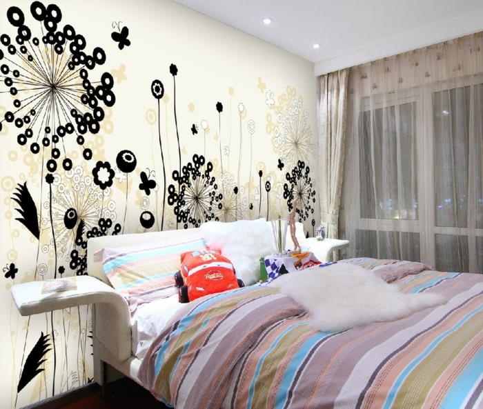 δημιουργικός σχεδιασμός τοίχου υπνοδωμάτιο διακοσμήστε αυτοκόλλητα με λουλούδια τοίχου