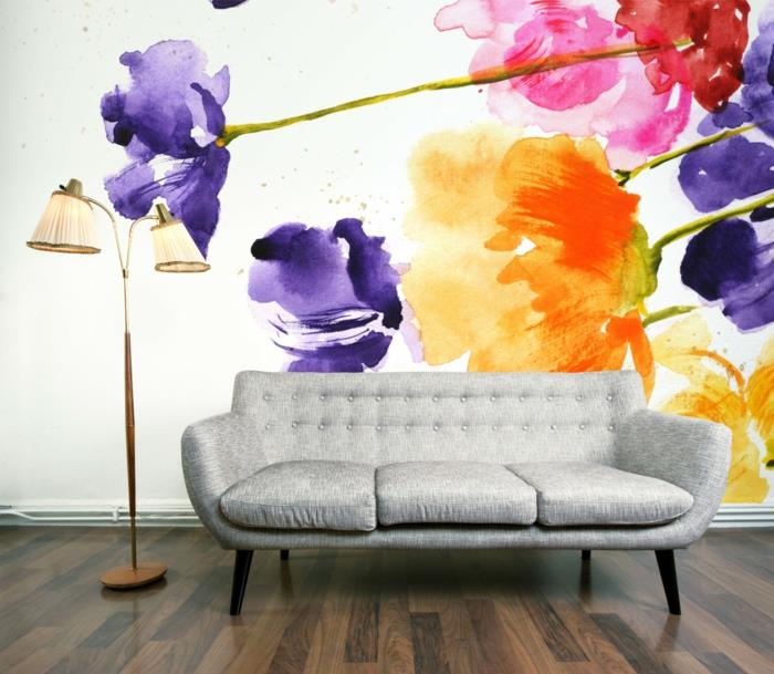 σχεδιασμός τοίχου σχεδιασμός τοίχου χρώμα σχεδιασμός ακουαρέλα χρώματα λουλούδια επίδραση