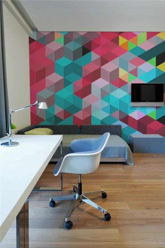 δημιουργικός σχεδιασμός τοίχου σχεδιασμός τοίχου σχεδιασμός χρώματος τρίγωνα, αντίθεση, μπερδεμένα