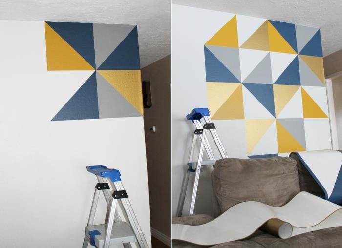 δημιουργικός σχεδιασμός τοίχου σχεδιασμός τοίχου σχεδιασμός χρώματος τρίγωνα αντίθεση δεξιά