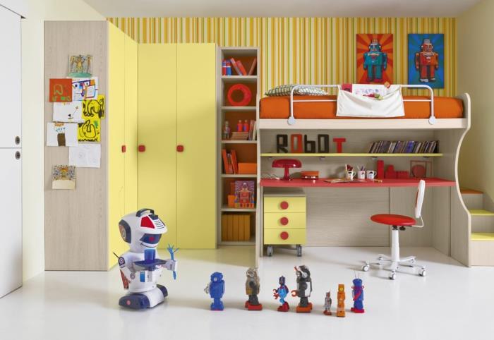 δημιουργικός σχεδιασμός τοίχου σχεδιασμός τοίχου χρώμα σχεδιασμός κίτρινες λωρίδες παιδικό δωμάτιο