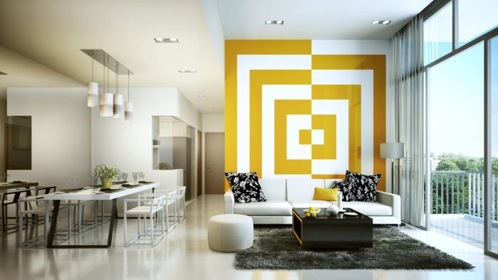 δημιουργική σχεδίαση τοίχου σχεδιασμός τοίχου σχεδιασμός χρώματος παρόμοια χρώματα τρισδιάστατο κίτρινο εφέ