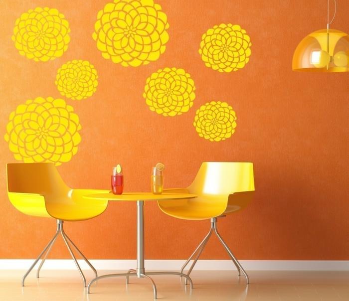 Μοτίβο τοίχου Σχεδιασμός τοίχου Σχεδιασμός τοίχου Χρώμα Σχεδιασμός τοίχου διακοσμητικά λουλούδια κίτρινα