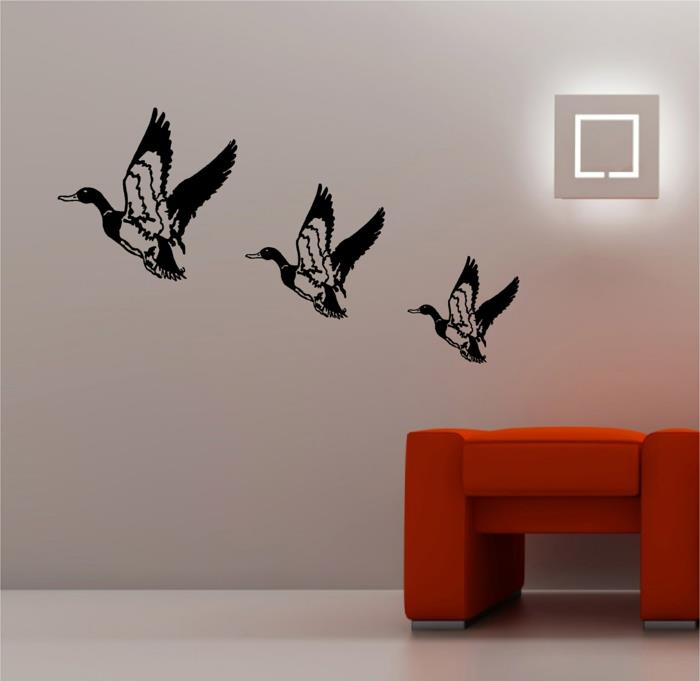 δημιουργικό σχεδιασμό τοίχου αυτοκόλλητα τοίχου πορτοκαλί σκαμπό