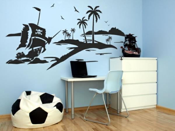 δημιουργικός σχεδιασμός τοίχου αυτοκόλλητα τοίχου σχεδιασμός παιδικού δωματίου βαφή τοίχου μπλε