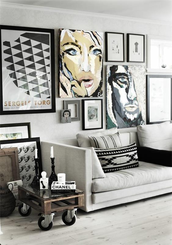 δημιουργικός σχεδιασμός τοίχου σαλόνι τοιχογραφικός καναπές popart στυλ pop art
