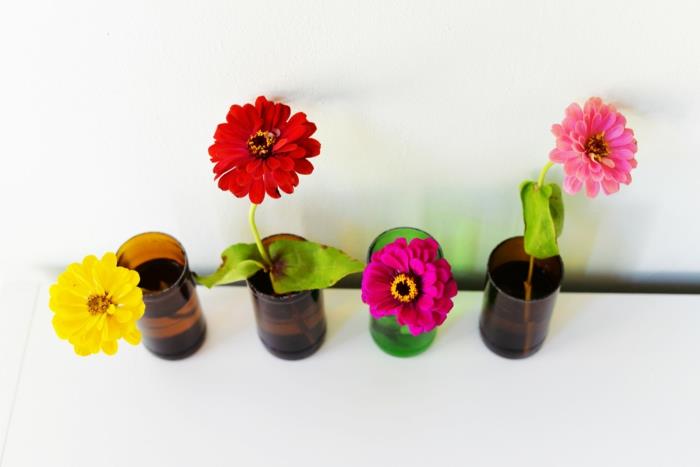 δημιουργικές ιδέες σπιτιού λουλούδια μπουκάλια ιδέες διακόσμησης