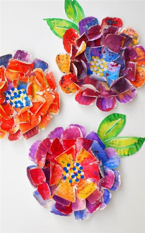 δημιουργικά χειροτεχνήματα λουλούδια κάνουν χάρτινες χρωματιστές αστείες ιδέες DIY