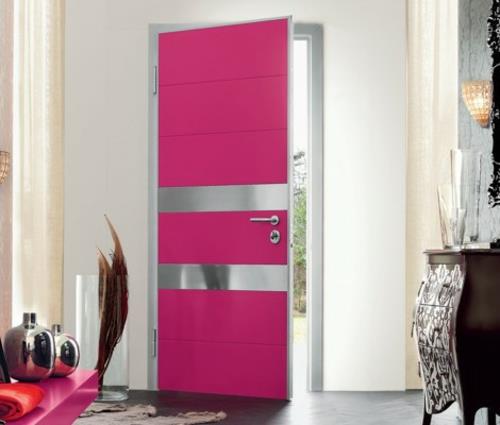 δημιουργικός σχεδιασμός μπροστινής πόρτας φωτεινός κάκτος λευκός τοίχος δημιουργικός σχεδιασμός μπροστινής πόρτας ροζ